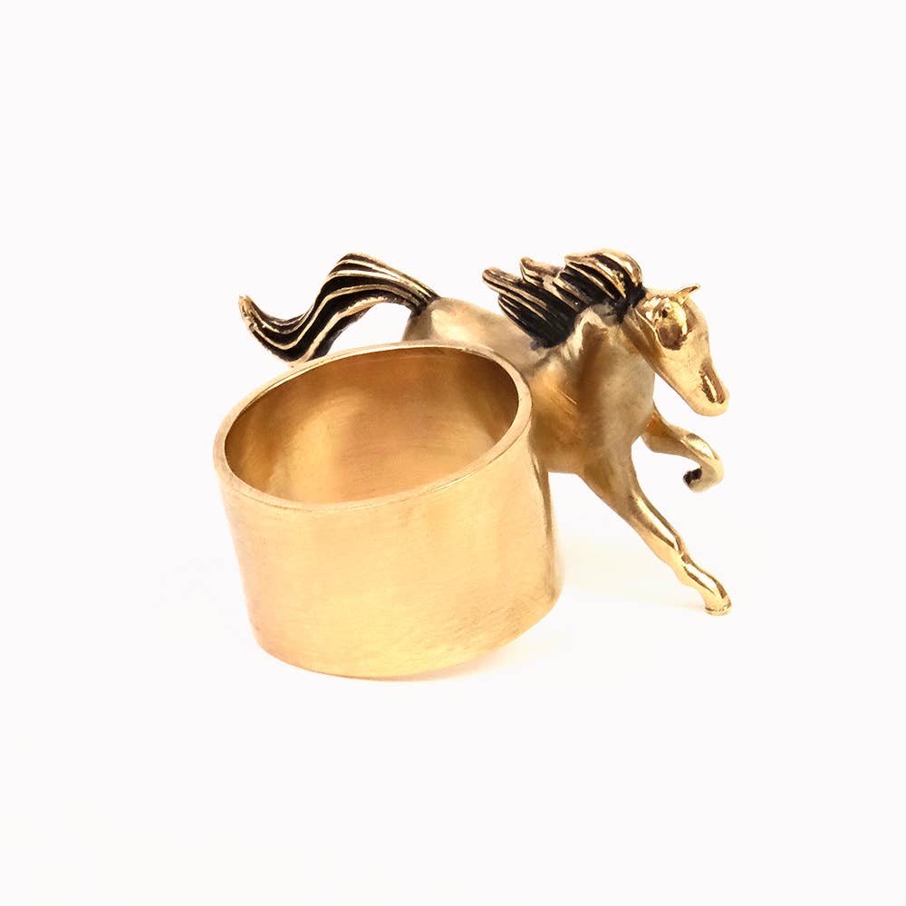 Brass Horse Bandana Ring