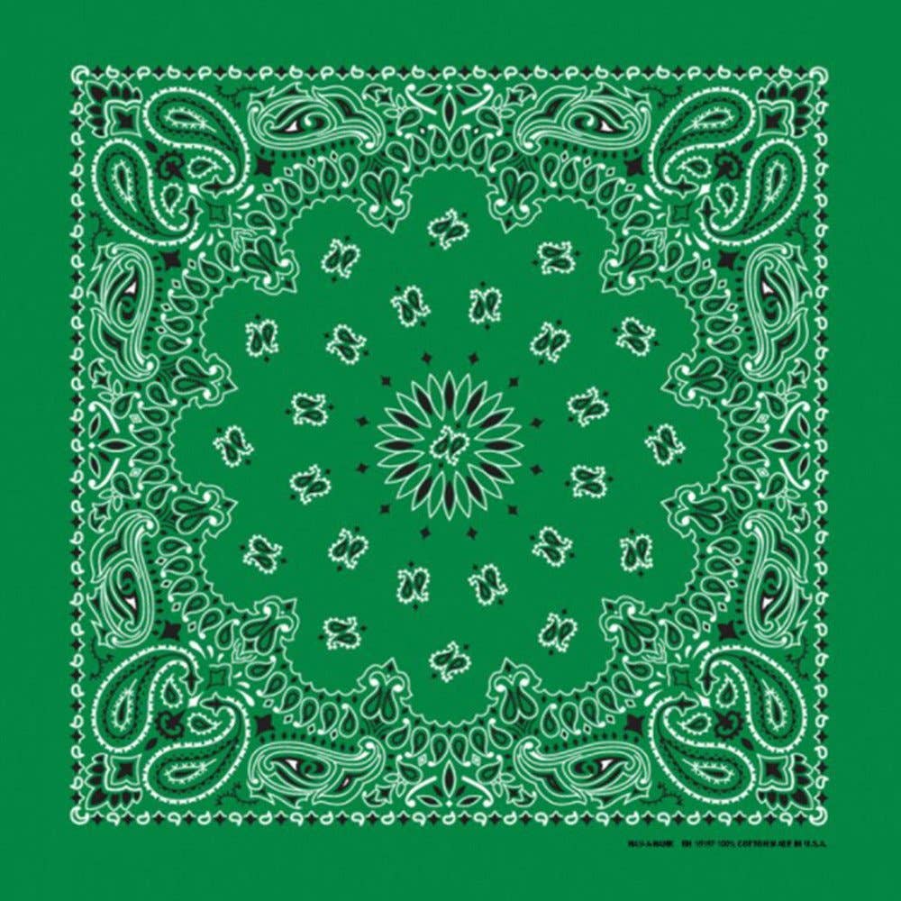 Made in the USA - Kelly Green Paisley Bandana