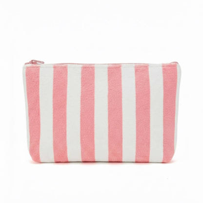 Striped Terry Cloth Cosmetic Pouch Bag