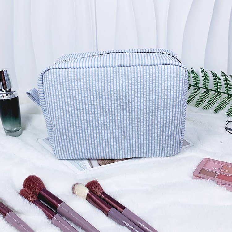 Bubble pouch stripe makeup bag