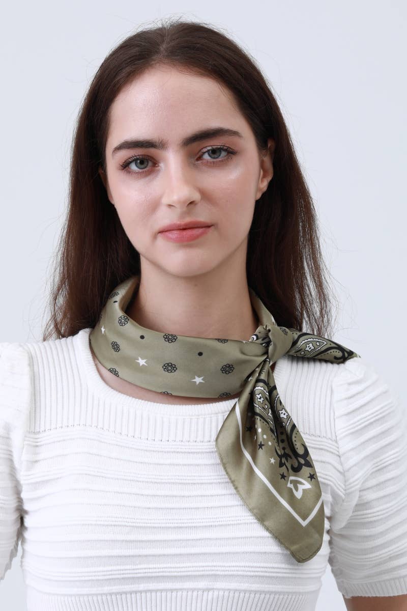 Celestial Floral & Paisley Print Bandana