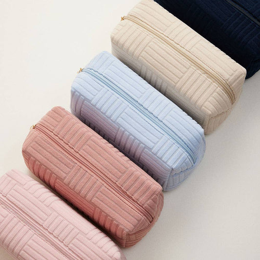 Grid Pattern Cosmetic Pouch Bag