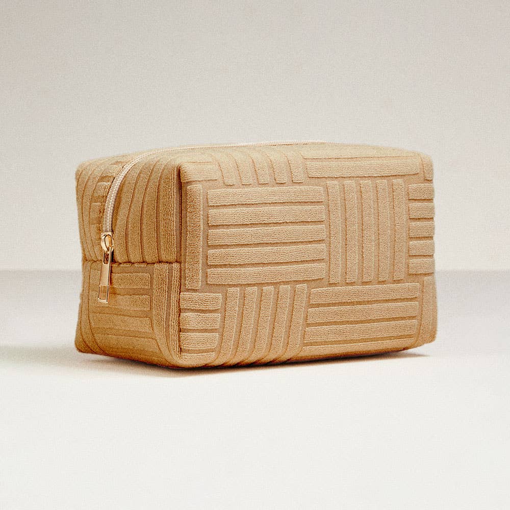 Grid Pattern Cosmetic Pouch Bag