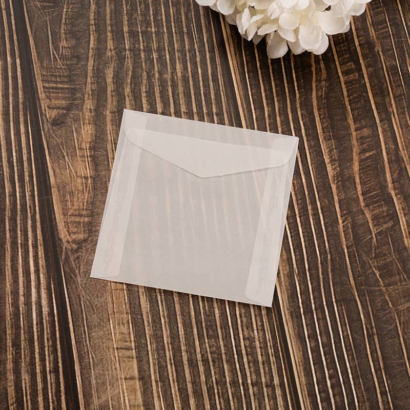 100pc, 4 sizes Frosted Vellum Fold Envelope w/ Free Sticker