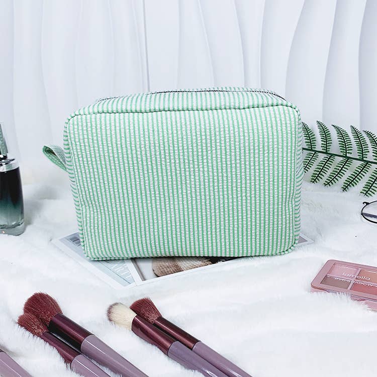 Bubble pouch stripe makeup bag