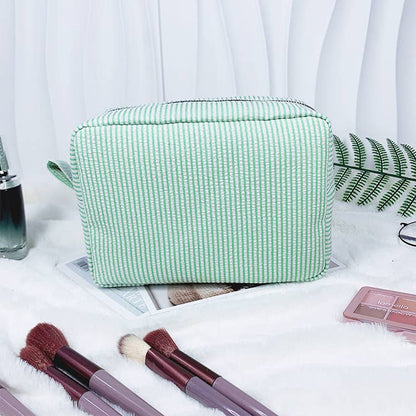 Bubble pouch stripe makeup bag