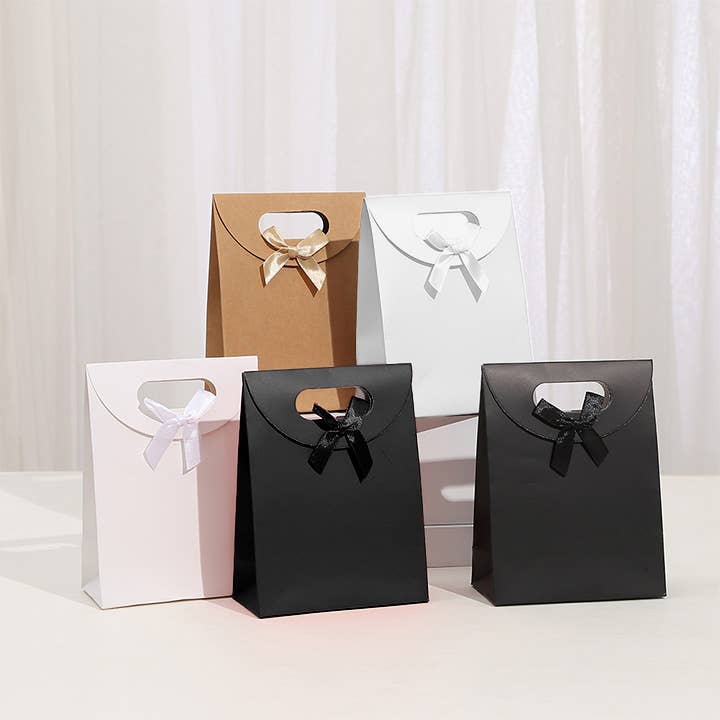 3 Colors Self Seal Flip Top Kraft Paper Bag w/ Ribbon Bow