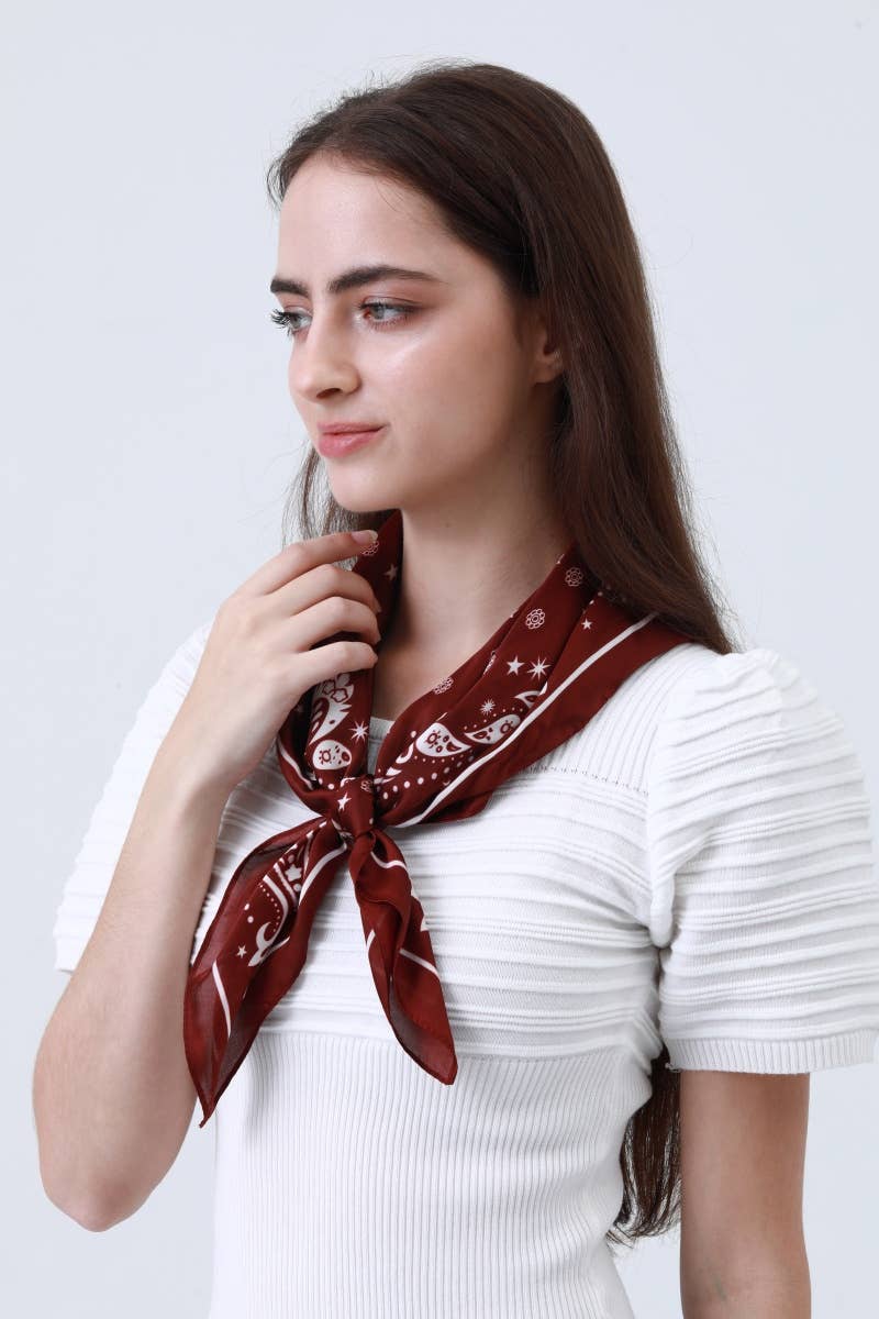 Celestial Floral & Paisley Print Bandana
