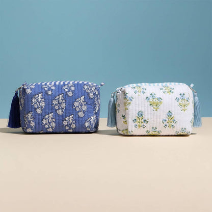 Floral Pattern Quilted Tassel Portable Cosmetic Pouch Bag