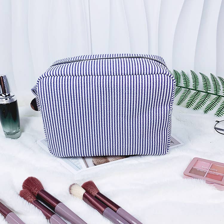 Bubble pouch stripe makeup bag