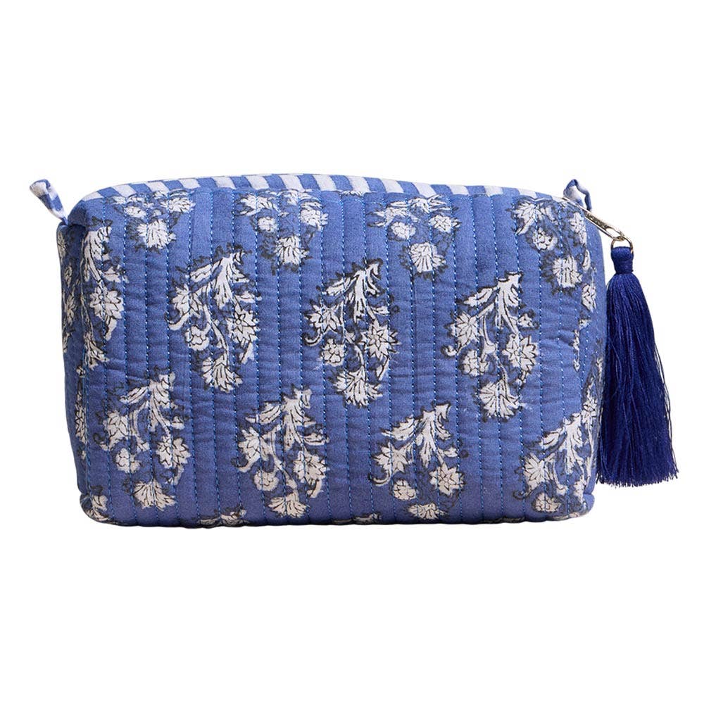 Floral Pattern Quilted Tassel Portable Cosmetic Pouch Bag