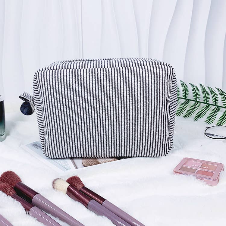 Bubble pouch stripe makeup bag