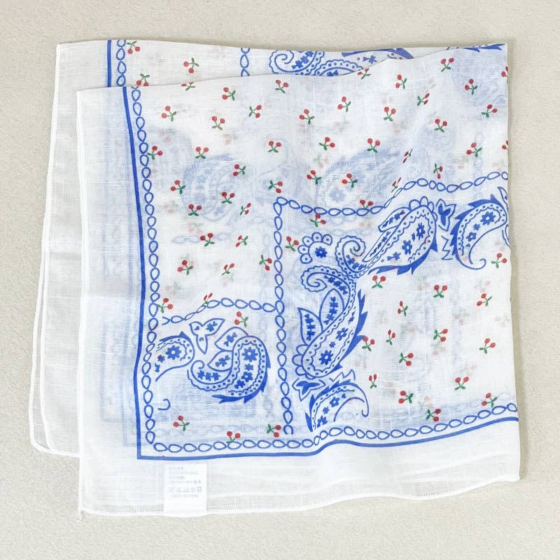 Cherry & Paisley Floral Bandana