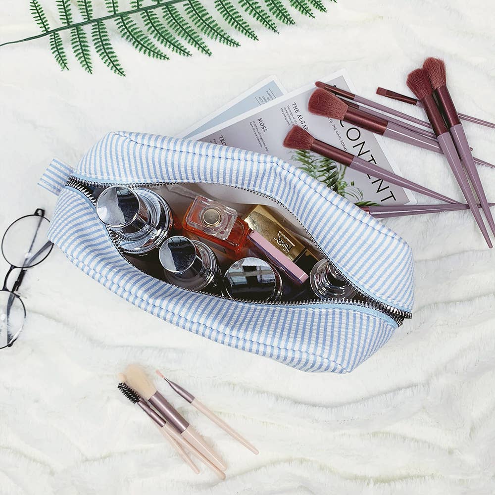 Bubble pouch stripe makeup bag