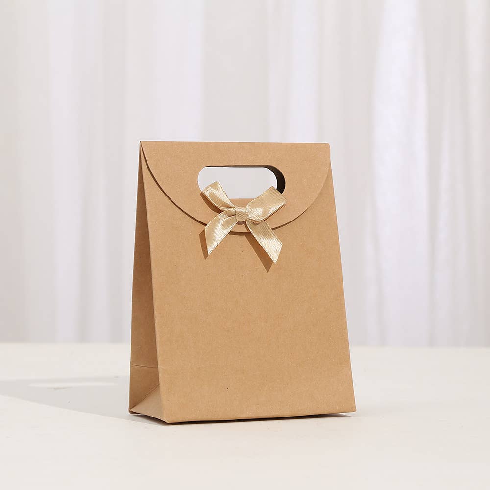 3 Colors Self Seal Flip Top Kraft Paper Bag w/ Ribbon Bow