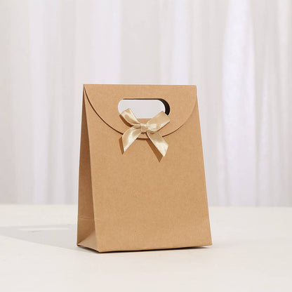 3 Colors Self Seal Flip Top Kraft Paper Bag w/ Ribbon Bow