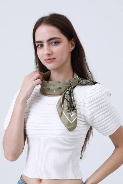 Celestial Floral & Paisley Print Bandana