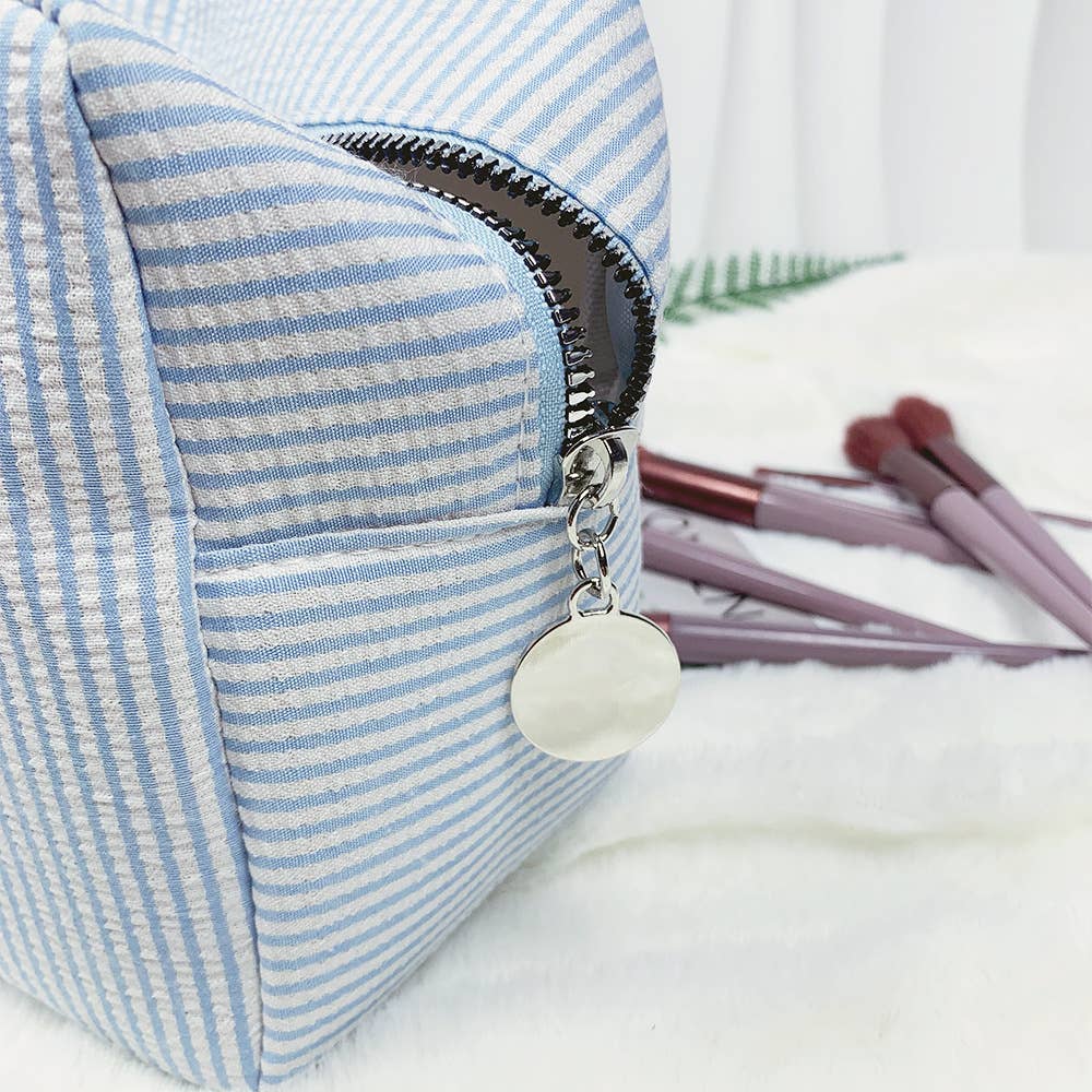 Bubble pouch stripe makeup bag