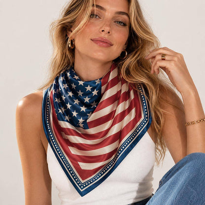 American USA Flag Print Square Scarf