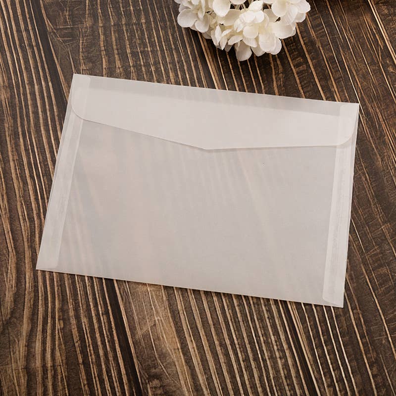 100pc, 4 sizes Frosted Vellum Fold Envelope w/ Free Sticker