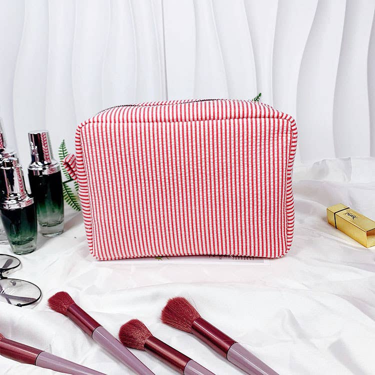 Bubble pouch stripe makeup bag