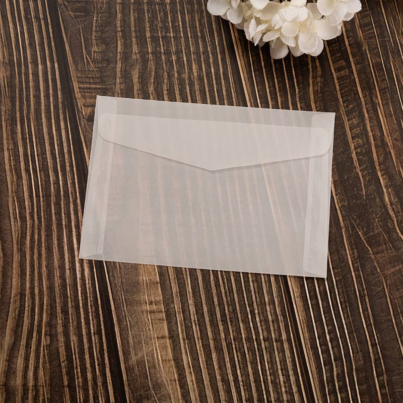 100pc, 4 sizes Frosted Vellum Fold Envelope w/ Free Sticker