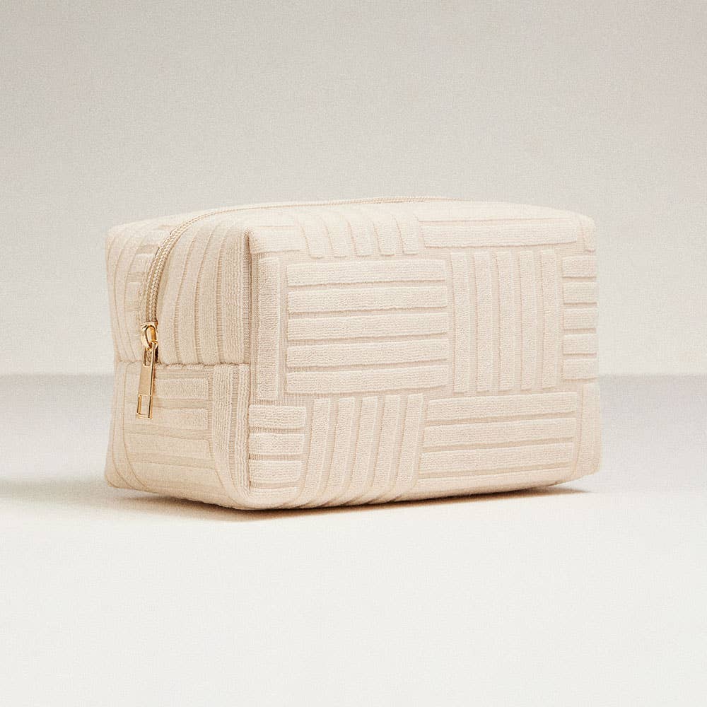 Grid Pattern Cosmetic Pouch Bag