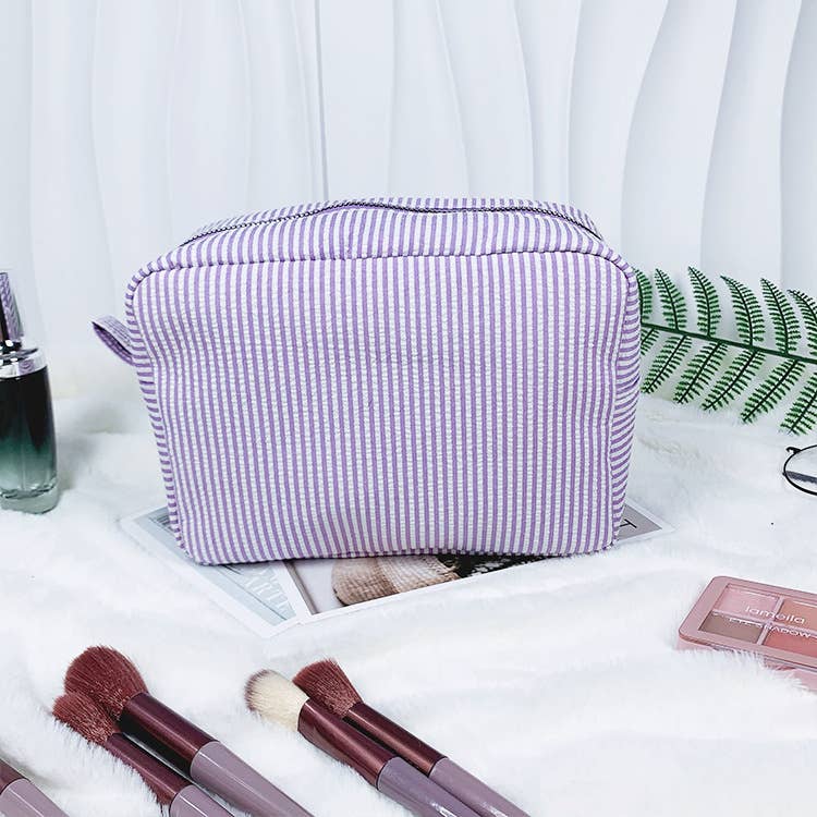 Bubble pouch stripe makeup bag